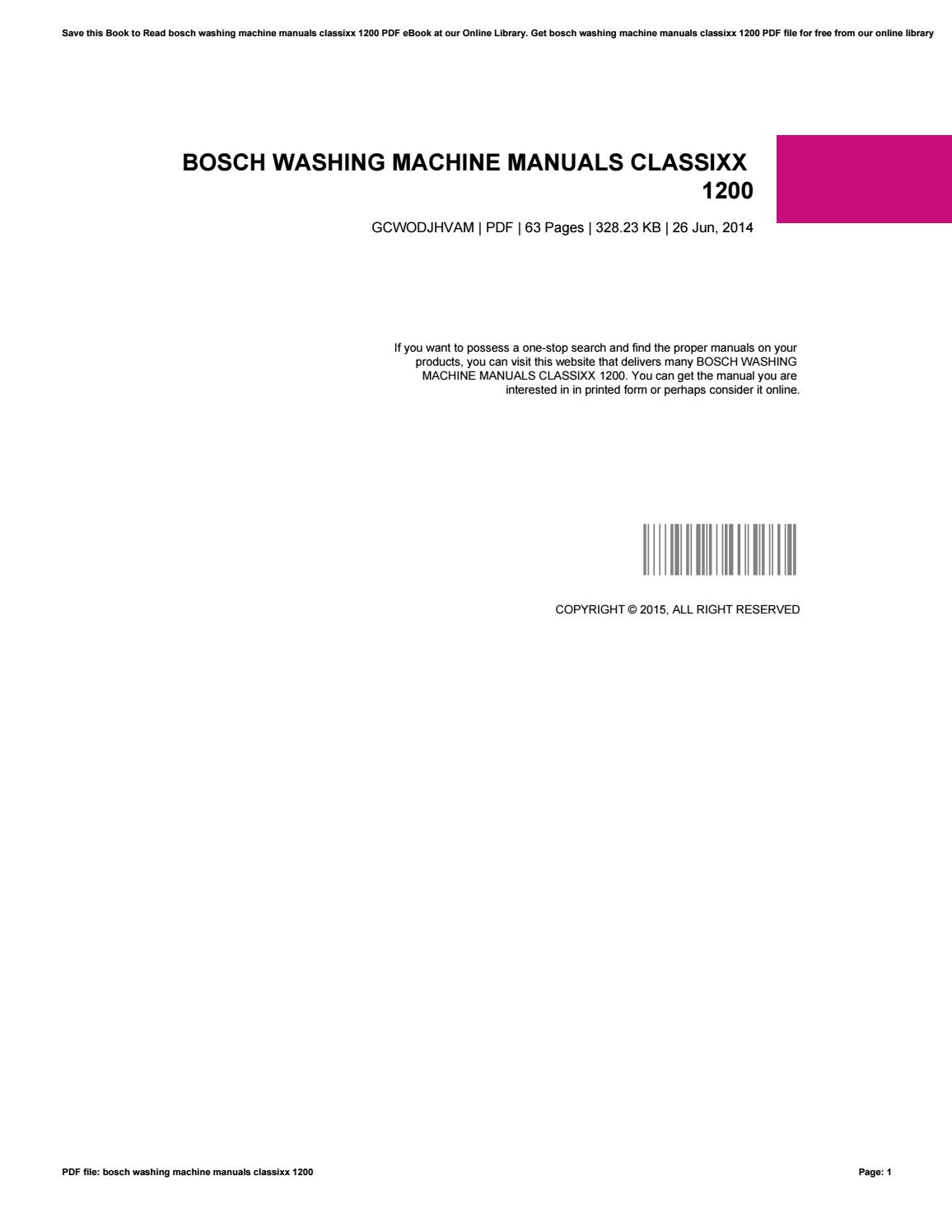 Bosch classixx 5 manual pdf